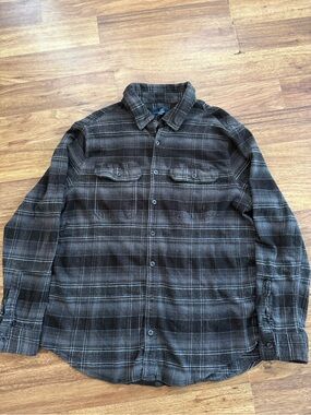 George Men's Casual Button-Down Plaid Shirt - Black & Gray